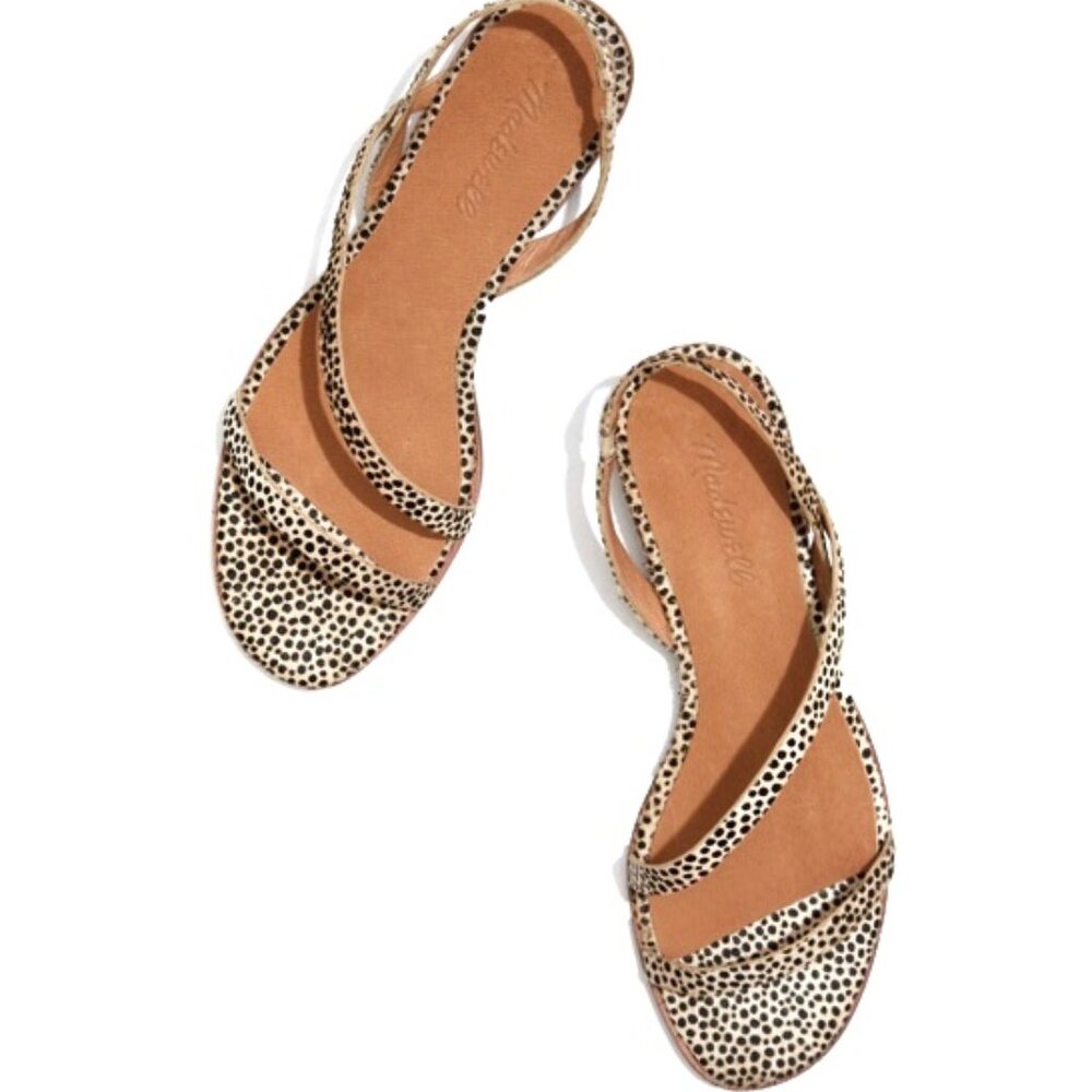 Madewell Heidi Asymmetrical Slingback Flat Sandals in Spotted Calf 6.5M